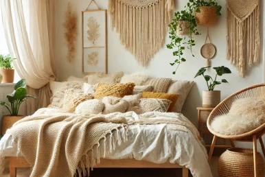 Sypialnia w stylu scandi boho