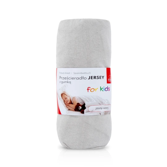 Prześcieradło dziecięce JERSEY jasnoszare