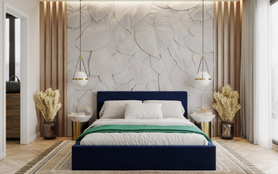 nowoczesna sypialnia - ściana za łóżkiem