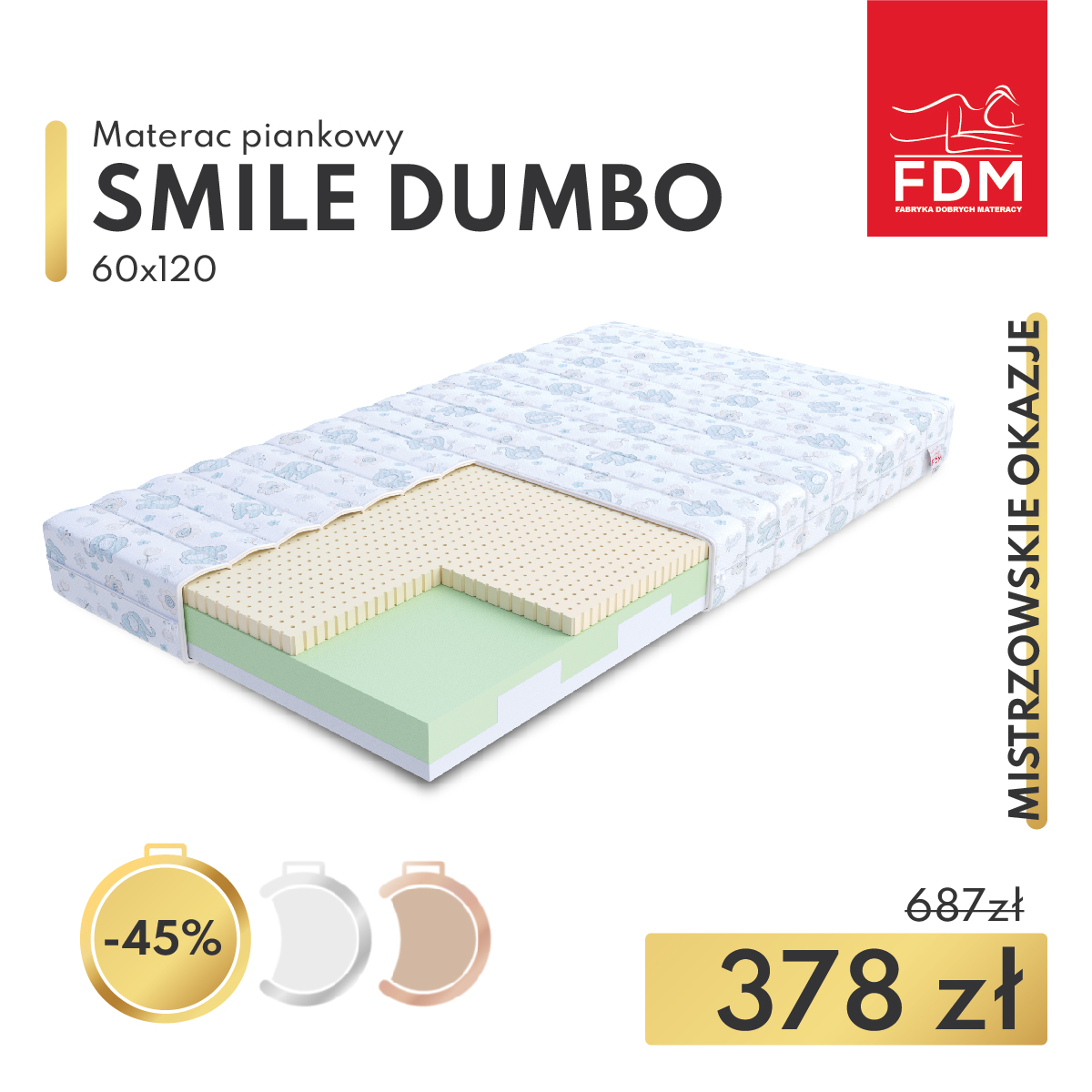 Promocja Mistrzowskie Okazje - materac SMILE DUMBO