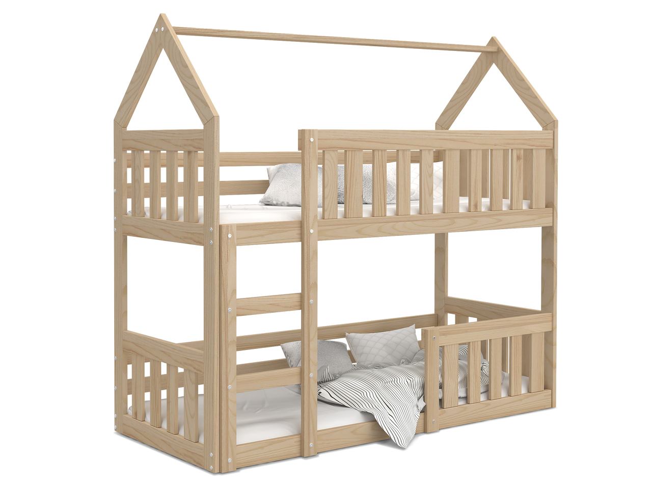 Łóżko piętrowe Domek Mini drewno